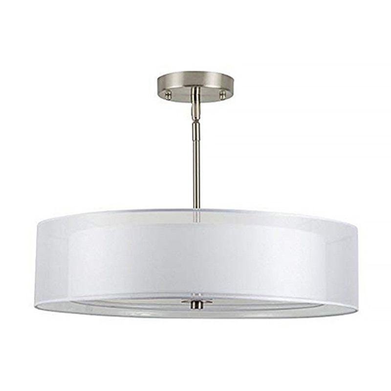 16"/19.5"/23.5" Dia Cylinder Suspension Pendant Contemporary Fabric White LED Hanging Pendant Lamp