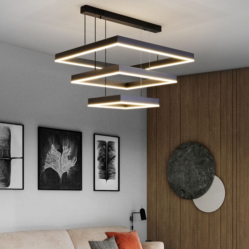 Mehrere Quadrate Pendelleuchte moderne Kronleuchter Lichter Metallkronleuchter für Wohnzimmer