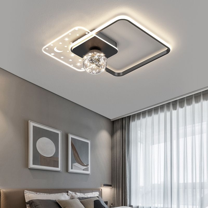 Geometry Shape LED Sky Star Ceiling Lamp Modern Iron 3 Lights Flush Mount for Bedroom