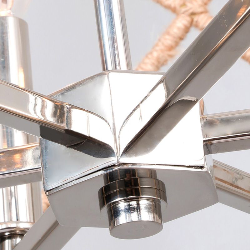 4 Heads Dining Room Hanging Chandelier Contemporary Beige Ceiling Pendant Light with Cage Metal Shade