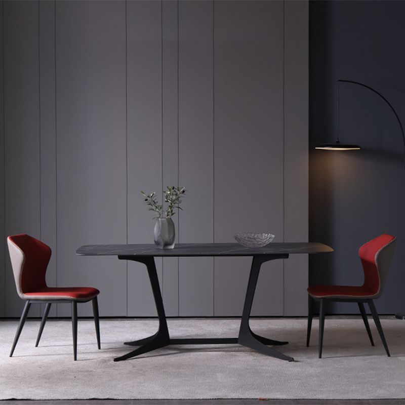 Industrial Style Wingback Parsons Chairs Leather Dining Armless Chairs (Set of 2)