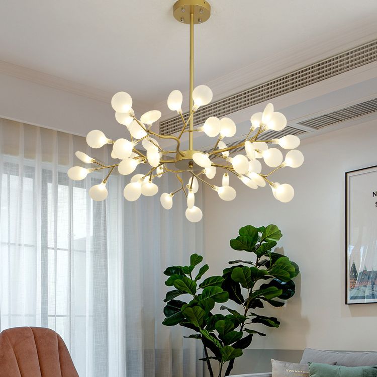 Candelera de lámpara de lámpara colgante posmoderna enchufefirlies lámpara de techo de vidrio para sala de estar