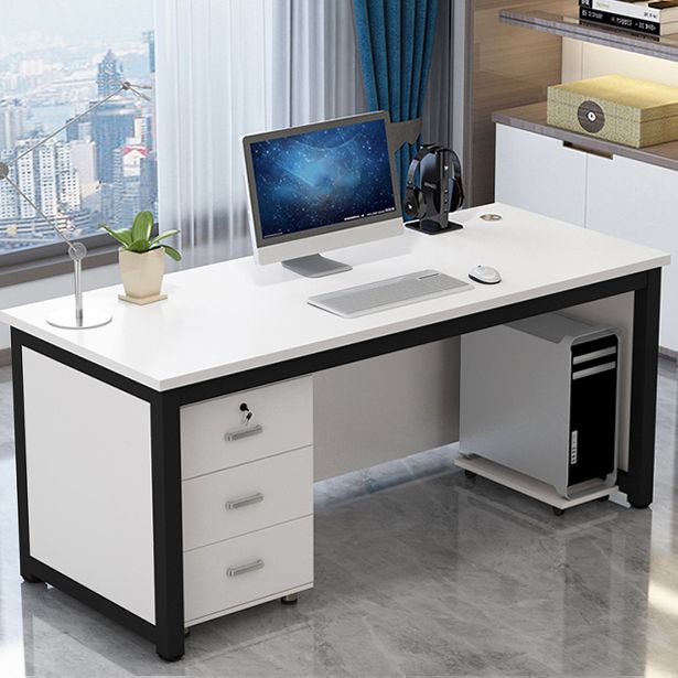 Rectangular Modern Computer Desk Manufactured Wood Desk with Locking Drawer