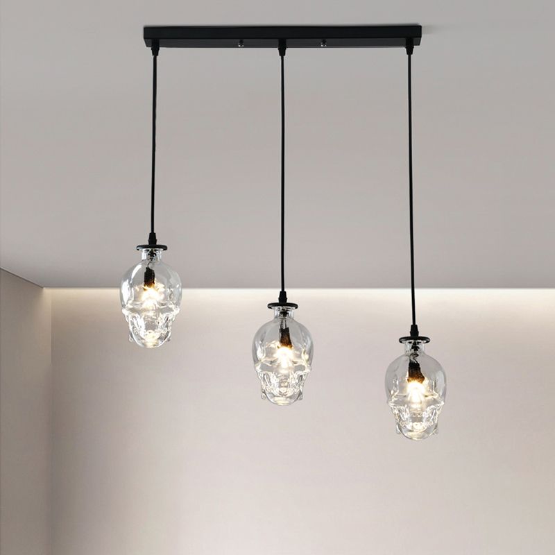 Lampada sospesa nera in vetro in stile creativo industriale Luce a sospensione geometrica per sala da pranzo