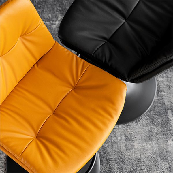 Scandinavian Metal Barstool Faux Leather Low Back Counter Stool with Iron Base