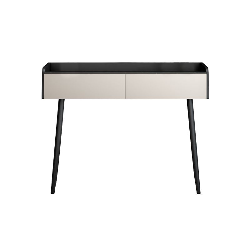 Contemporary Stone Top Vanity Metal Vanity Stool Set with 2 Drawers