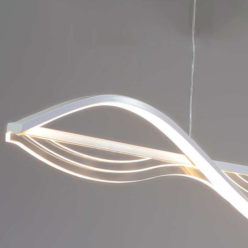 Linear Shape Chandelier Lighting Modern Style Metal 1 Lights Island Lamp in White/Black