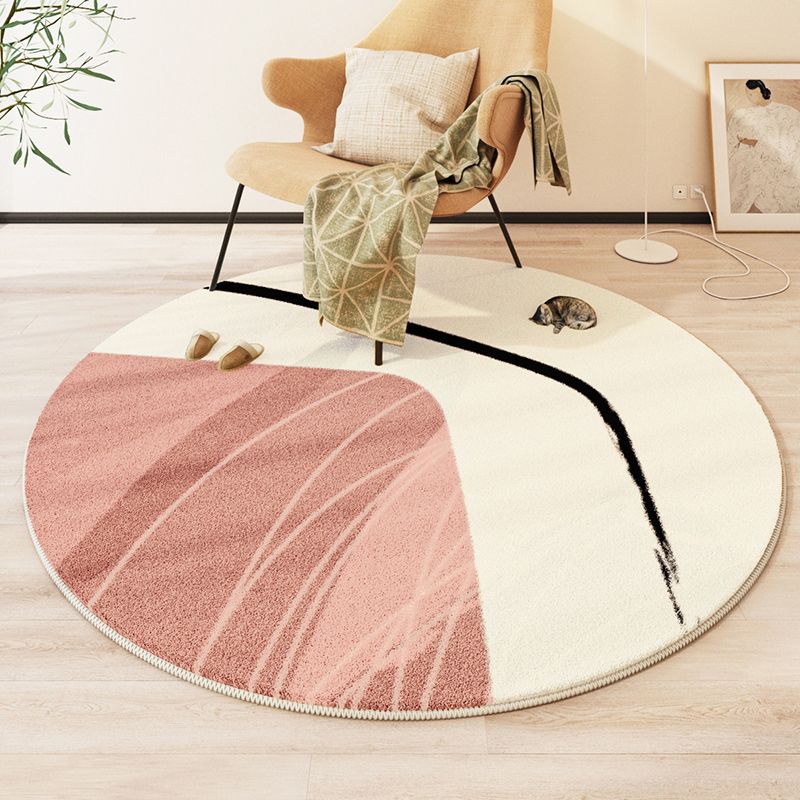 Navy Modern Rug Polyester Color Block Rug Washable Rug for Living Room