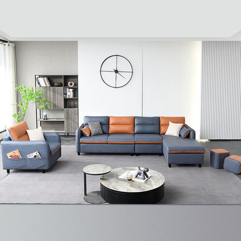 Square Arm Faux leather Removable Cushions Sectionals with Storage