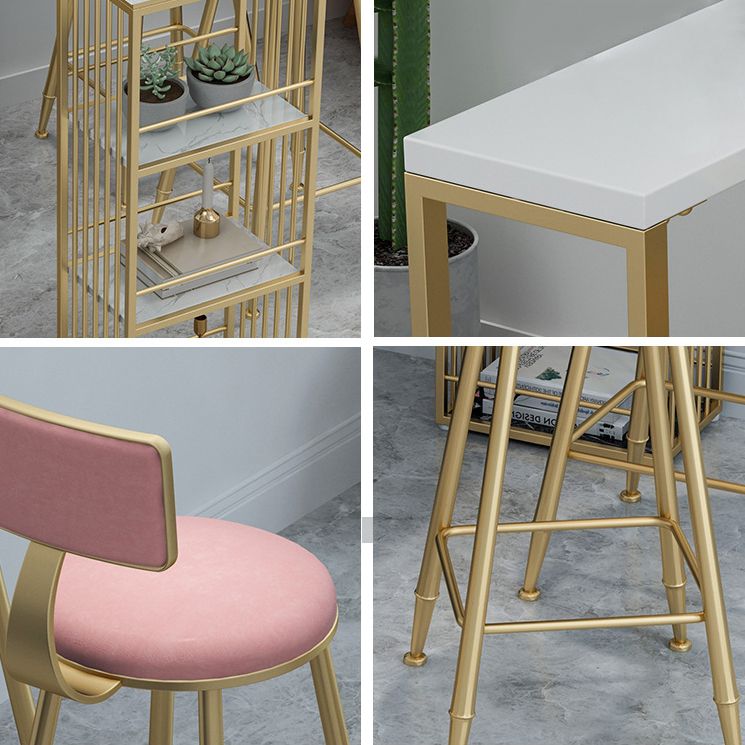 Glam 1/2/3/5 Pieces Bar Table Set Rectangle Stone Bar Table with High Stools