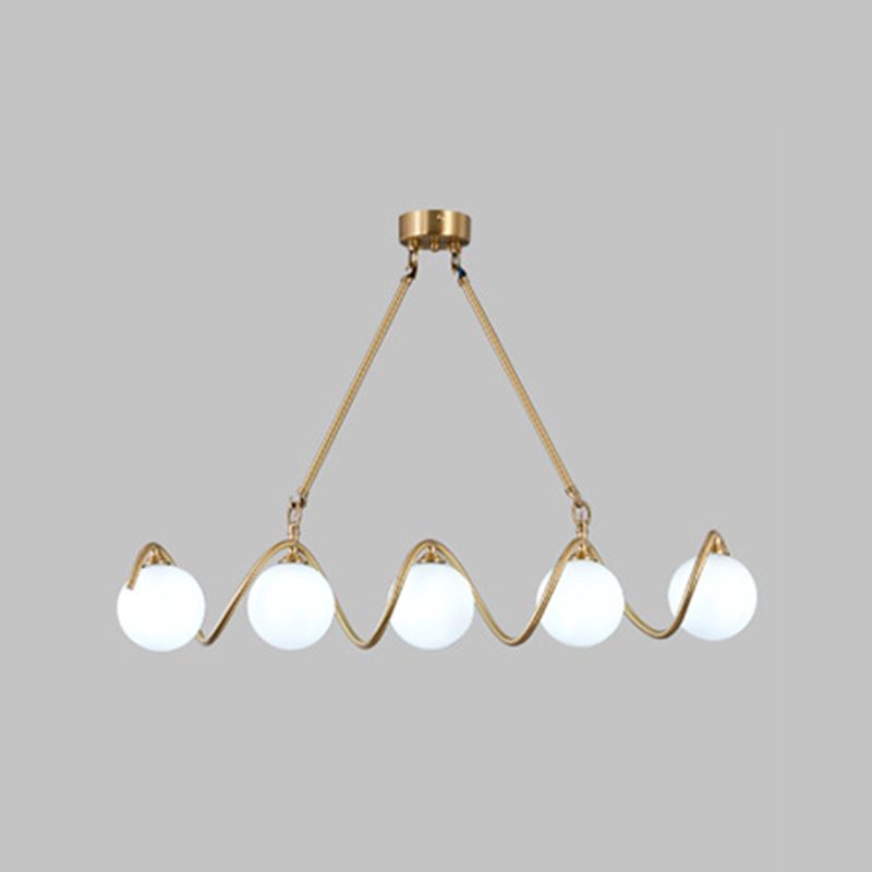 Moderne Kupfer Island Lights Multi-Head-Restaurant Hängende Lampen mit Globe Glass Shade