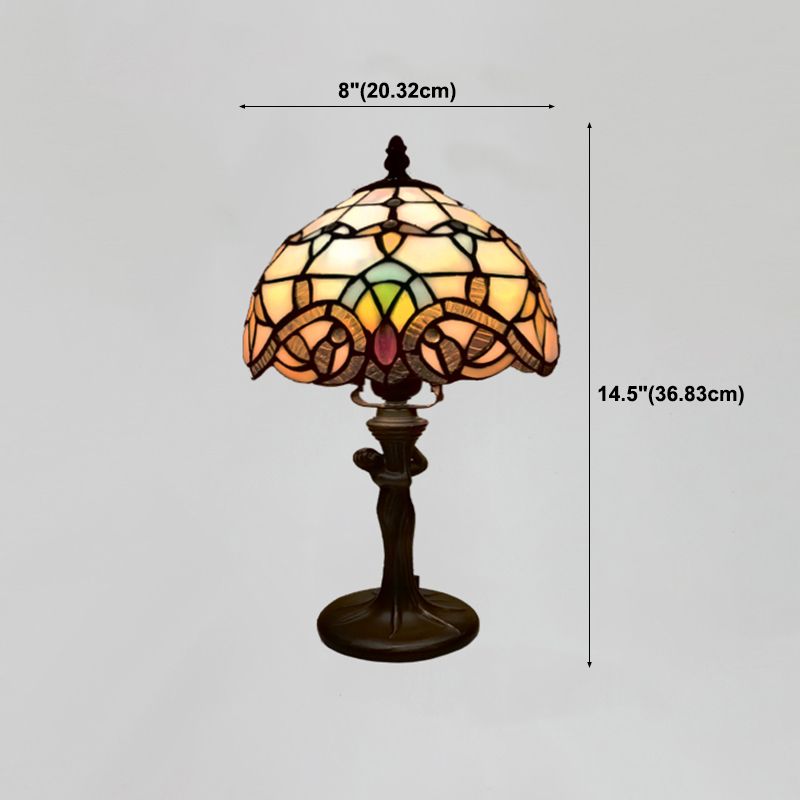 Tiffany Style Table Lamp 1-Light Desk Lamp with Glass Shade for Living Room