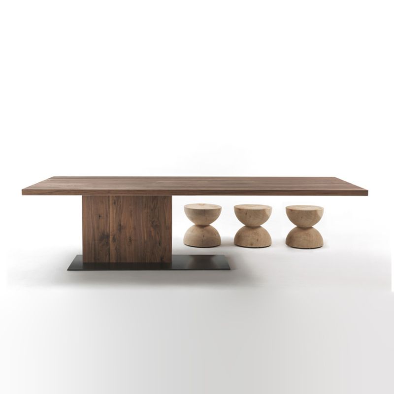 Contemporary Rectangl Dining Room Table Pine Wood Pedestal Table