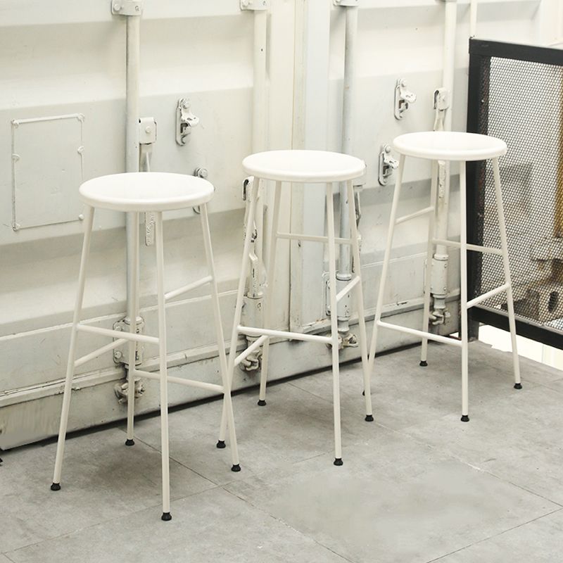 Industrial Iron Backless Barstool Simple Indoor Tall Stool with Square Seat 1 Piece