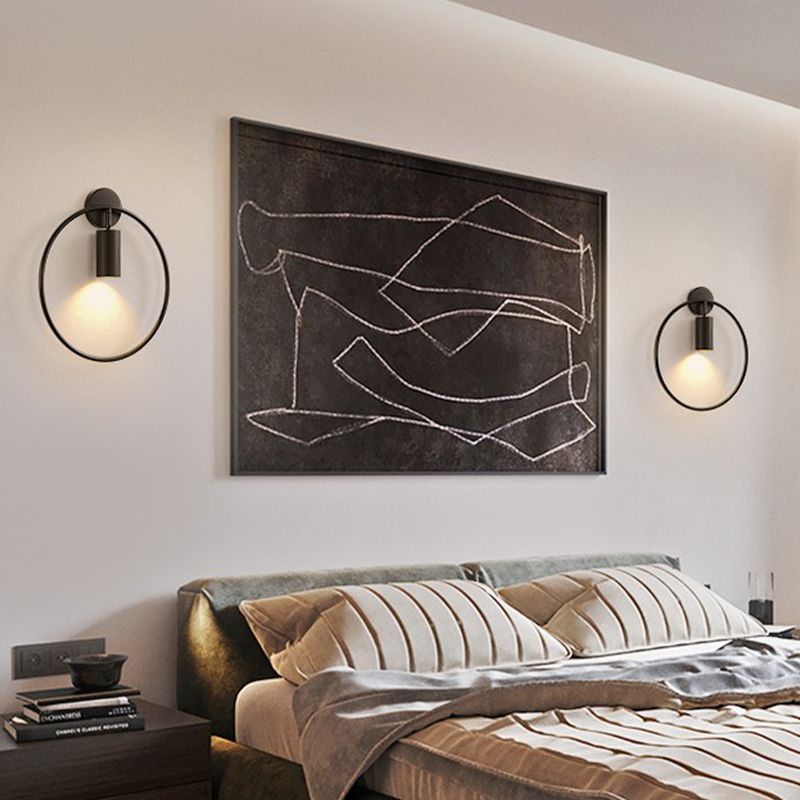 Post-Modern Wall Sconce Pivot Shade Sconce Lamp with Metal for Bedroom