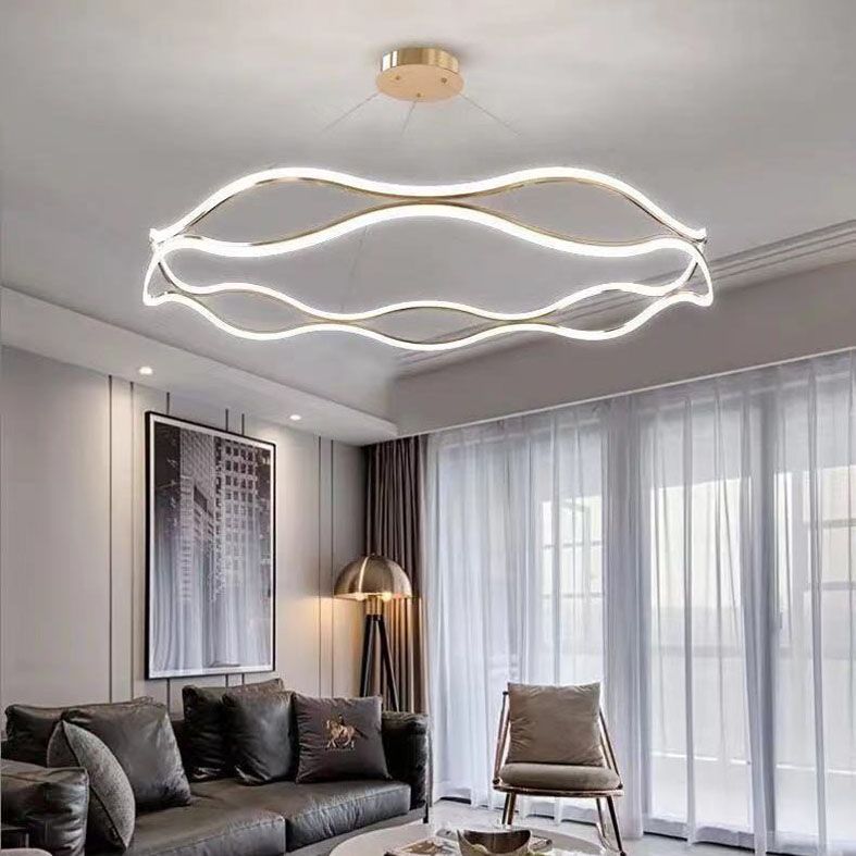 Funzionamento lampada del lampadario ad onde metalliche in stile minimalista LED Apparecchio di illuminazione a ciondolo