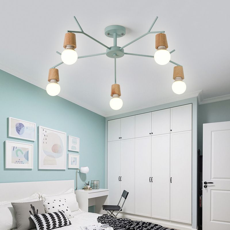Branch Shape Living Room Chandelier Metal Multi Heads Nordic Stylish Pendant Light