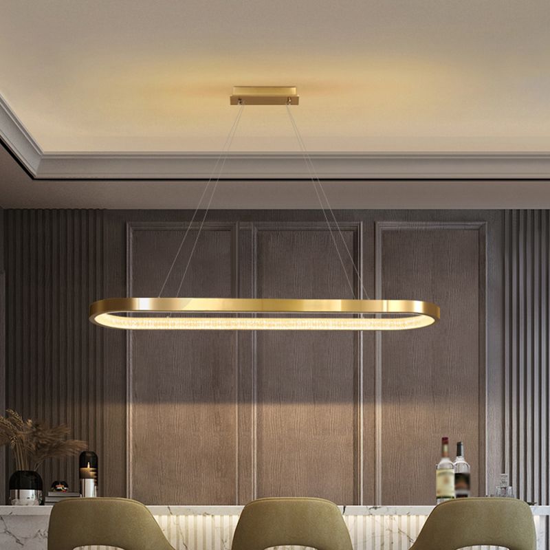 Modern Style Oval Island Lighting Fixture Metal 1- Light Island Pendant Light