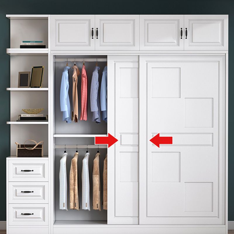 Modern Freestanding Wardrobe Armoire, 2-door Manufatured Armoire with Shelves in White