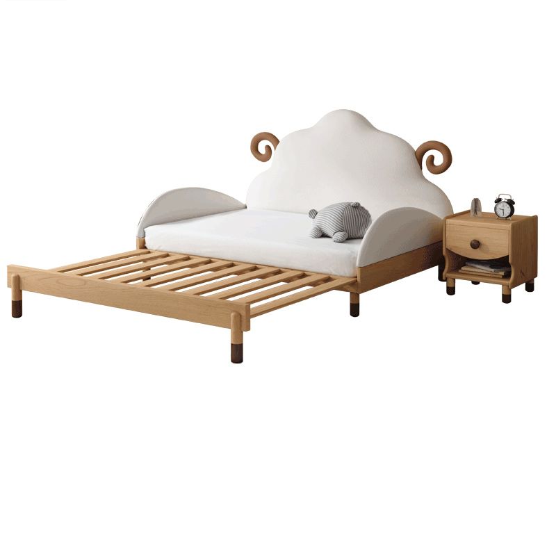 Brown Kids Bed Contemporary Solid Wood Daybed with Upholstered