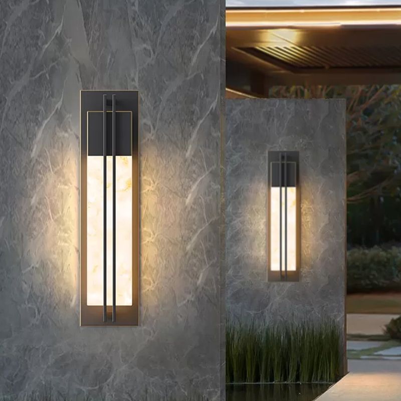 Contemporary Wall Sconce Rectangular Outdoor Wall Light Fixture with Metal