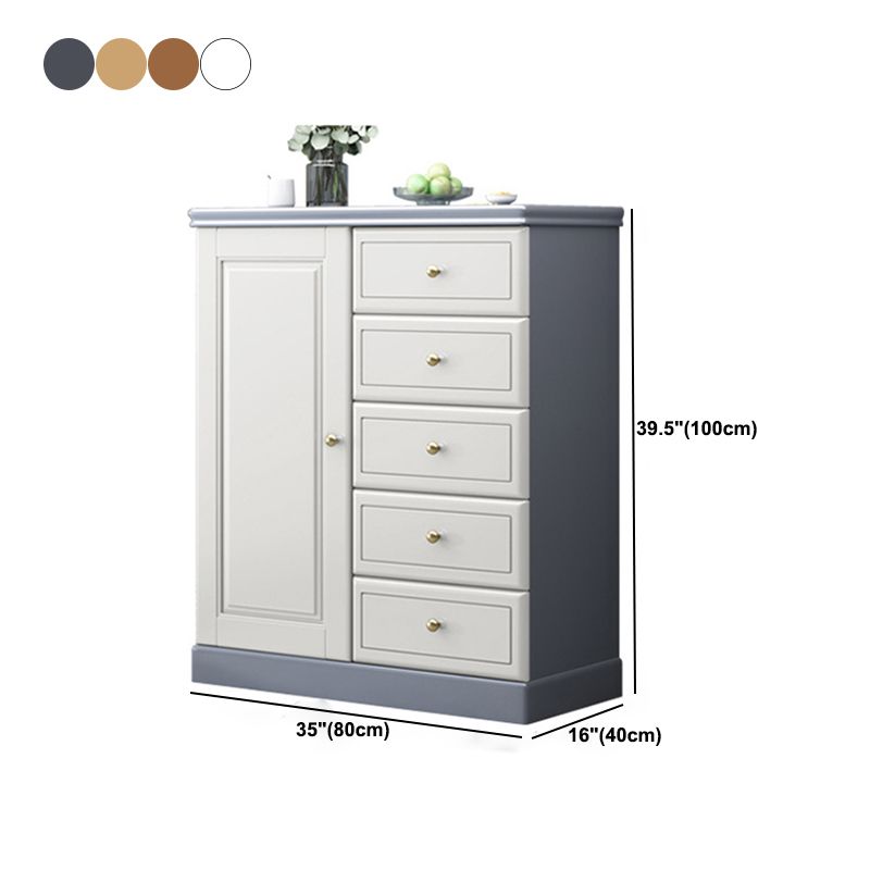 Contemporary Rectangle Accent Cabinet with Drawers Wood Storage Cabinet