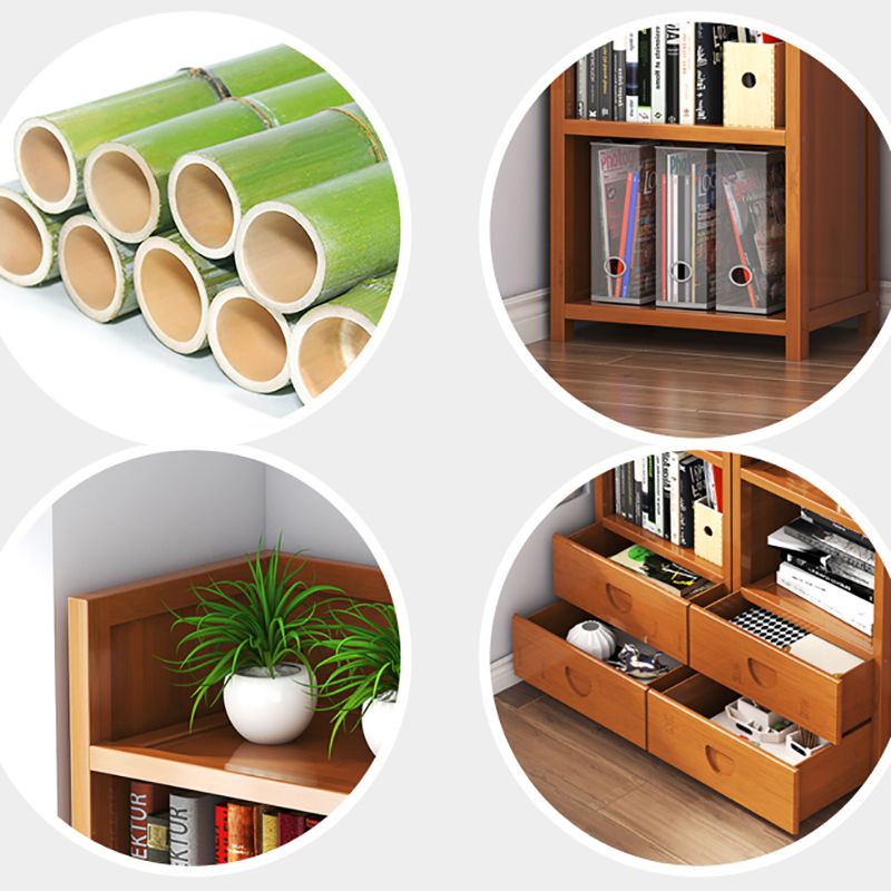 Closed Back Bamboo Bookshelf Contemporary Vertical Bookcase for Home