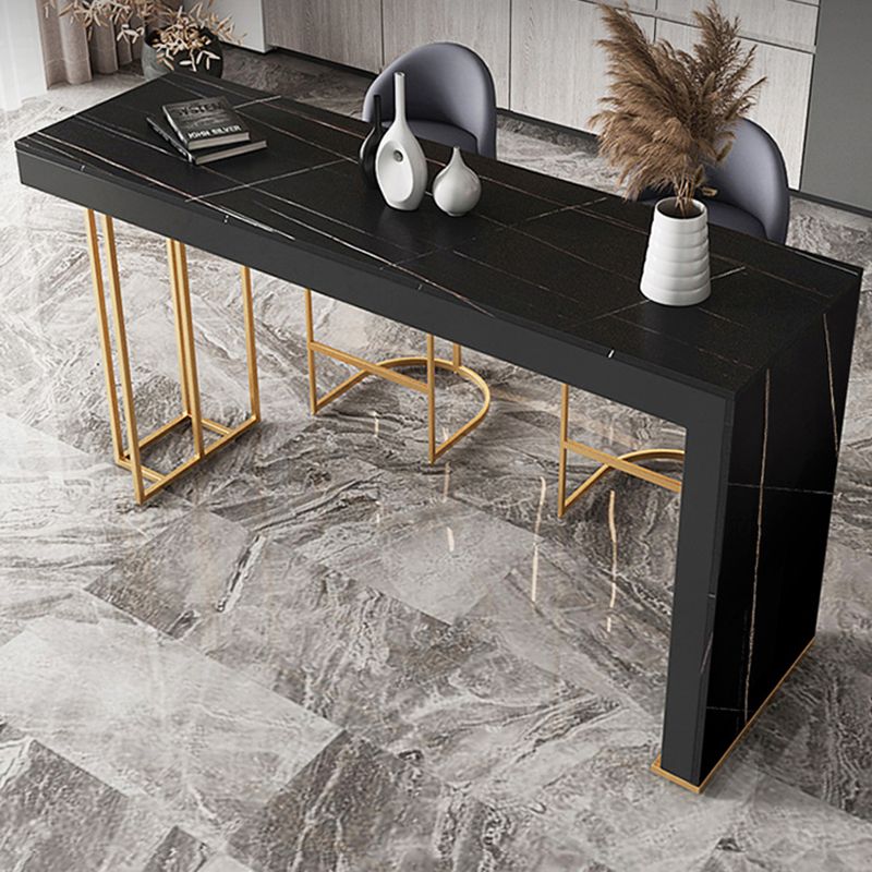 Glam Rectangle Stone Counter Table 1/3 Pieces Bar Table Set for Cafe