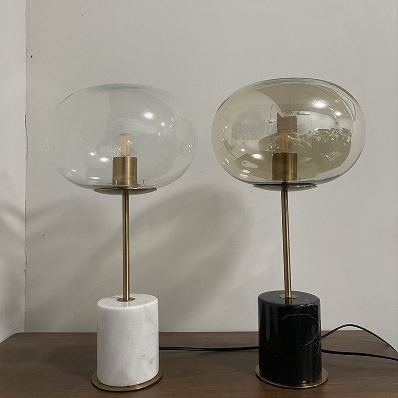 Modern Artistic Single Table Light Marble Globe Table Lamp with Glass Shade