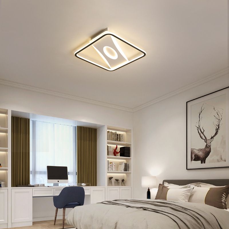 Integrated Led Square Frame Flush Lamp Nordic Metallic Led Close to Ceiling Light in Warm/White, 16"/19.5"/23.5"/35.5" W