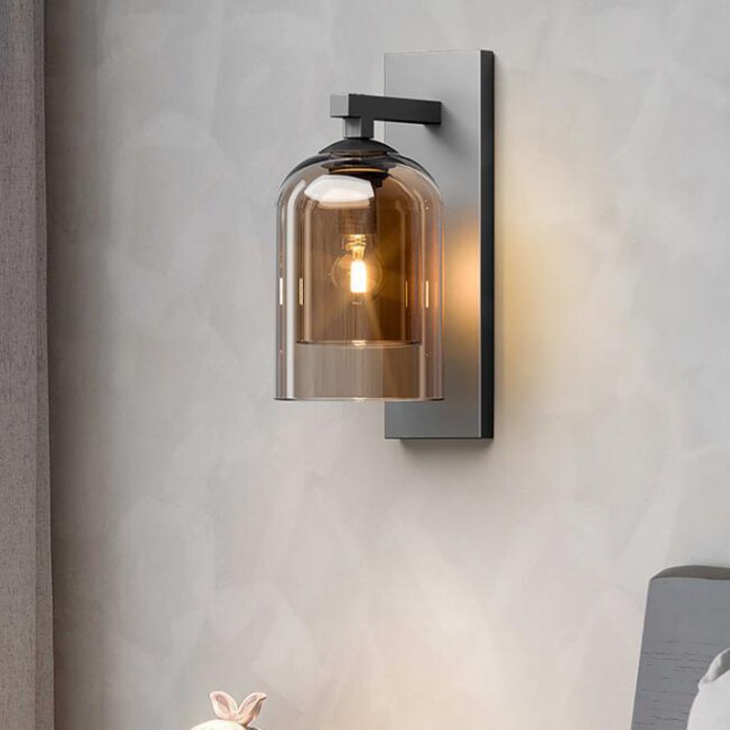Modern Style Cylinder Shape Wall Sconce Glass Sconce Lighting for Bedroom