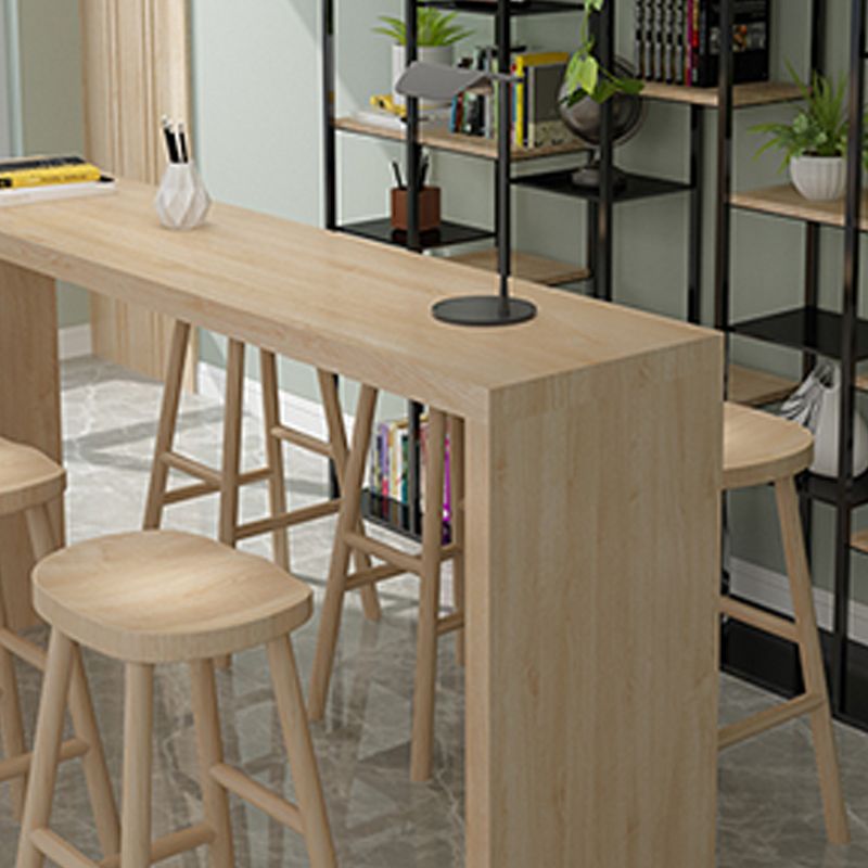 Modern Rectangle Solid Wood Bar Table Set 1/7 Pieces Counter Table with Backless Stools