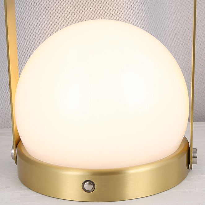 Globe White Glass Table Light Minimalist 1-Light Nightstand Lamp with Handle
