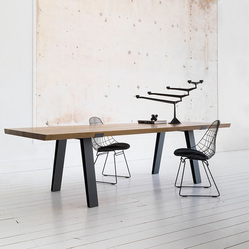Rectangle Wood Color Dining Table Solid Wood Table Industrial with 4 Legs