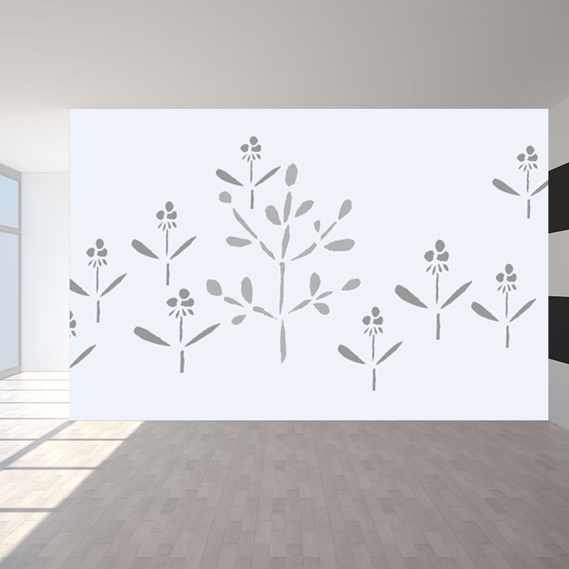 Large Flower Wall Paper Mural Modernist Pretty Plant Wall Covering in Light Color