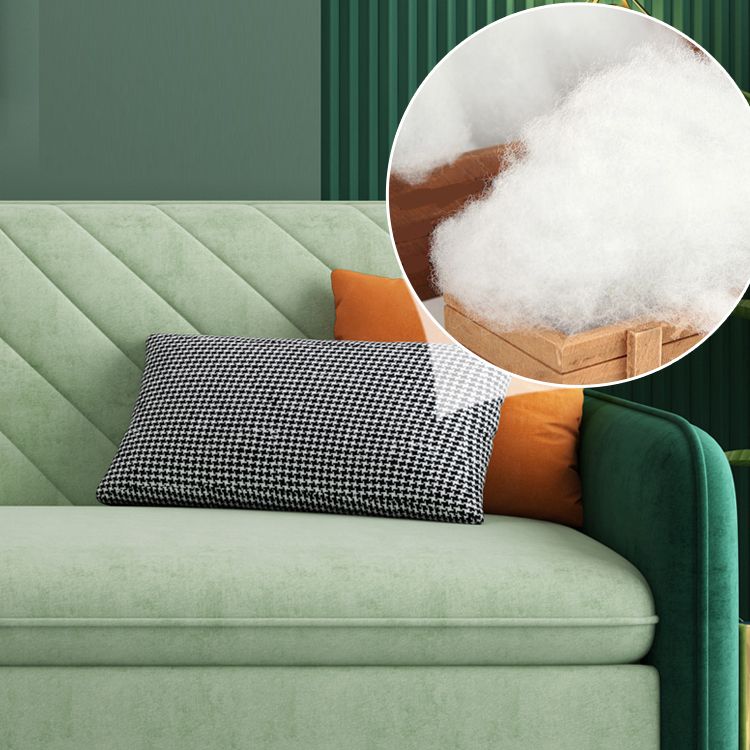 Velvet Contemporary Tight Back Square Arm Bed Sofa Couch in Green