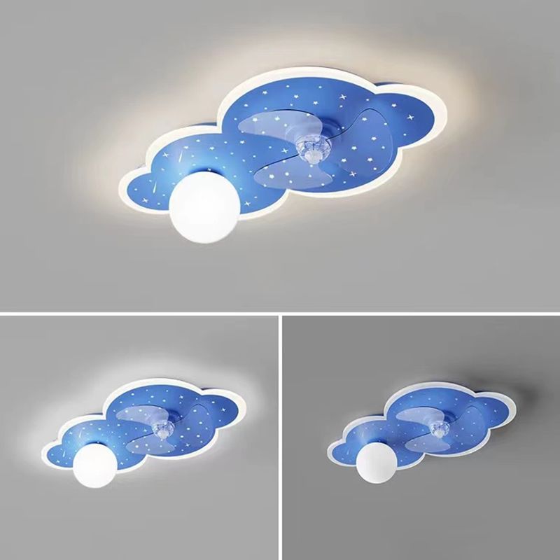 3-Blade Fan with Light Children Blue Ceiling Fan for Restaurant