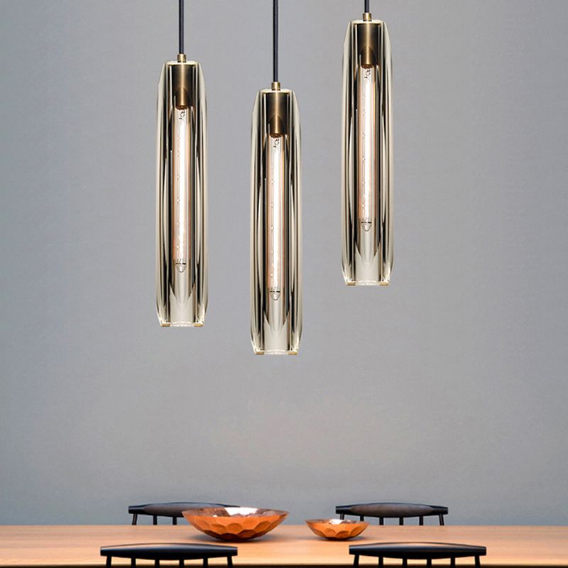 Crystal Pendante Light Contemporary Smoke Grey Pendant lampe pour le salon