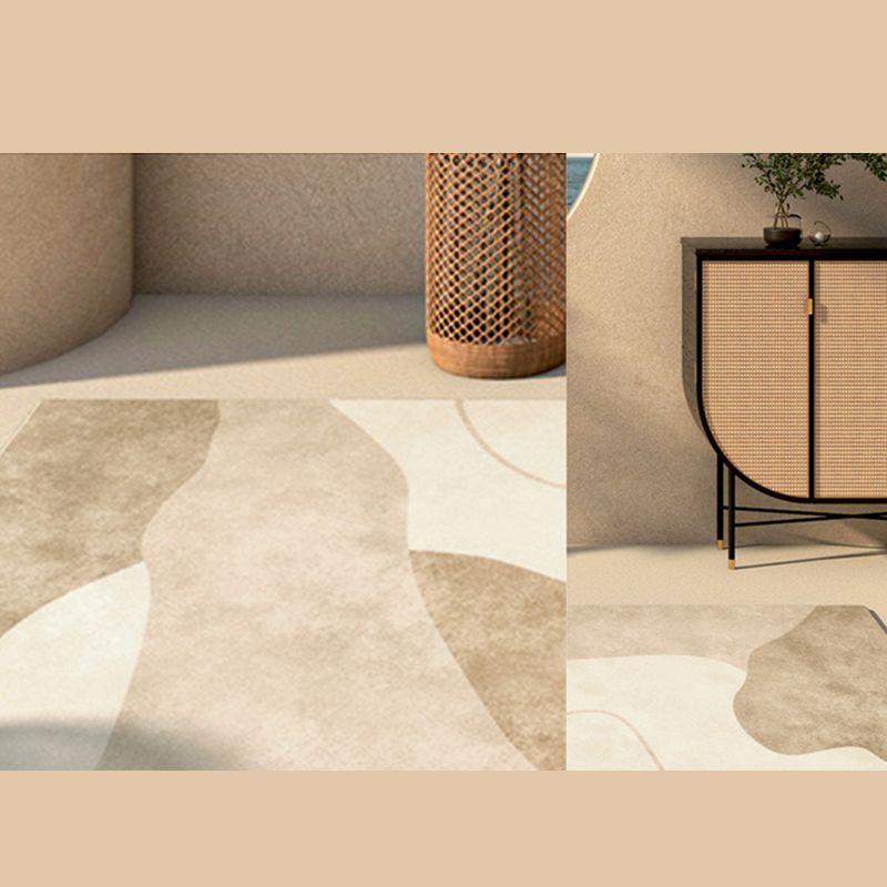 Comfort Geometric Printed Rug Apricot Tone Polyester Area Carpet Non-Slip Backing Rug for Home Decoration