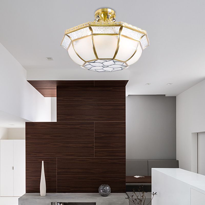 LAMPAGNO BRASSE 4 LUCI LAMPAGGIO COLONIALISMO OPAL SPEGATO DOME SEMI SEMI SEMILE LUCE DEL SOLO