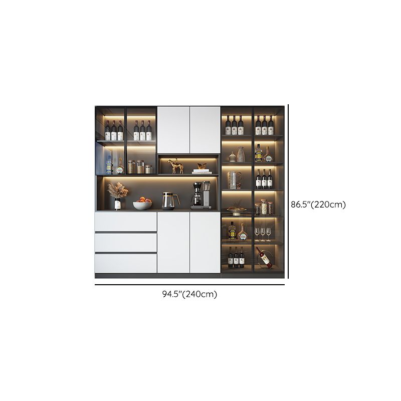 Modern Glass Adjustable Shelving Doors Wood Sideboard Cabinet with Cabinets and Drawers