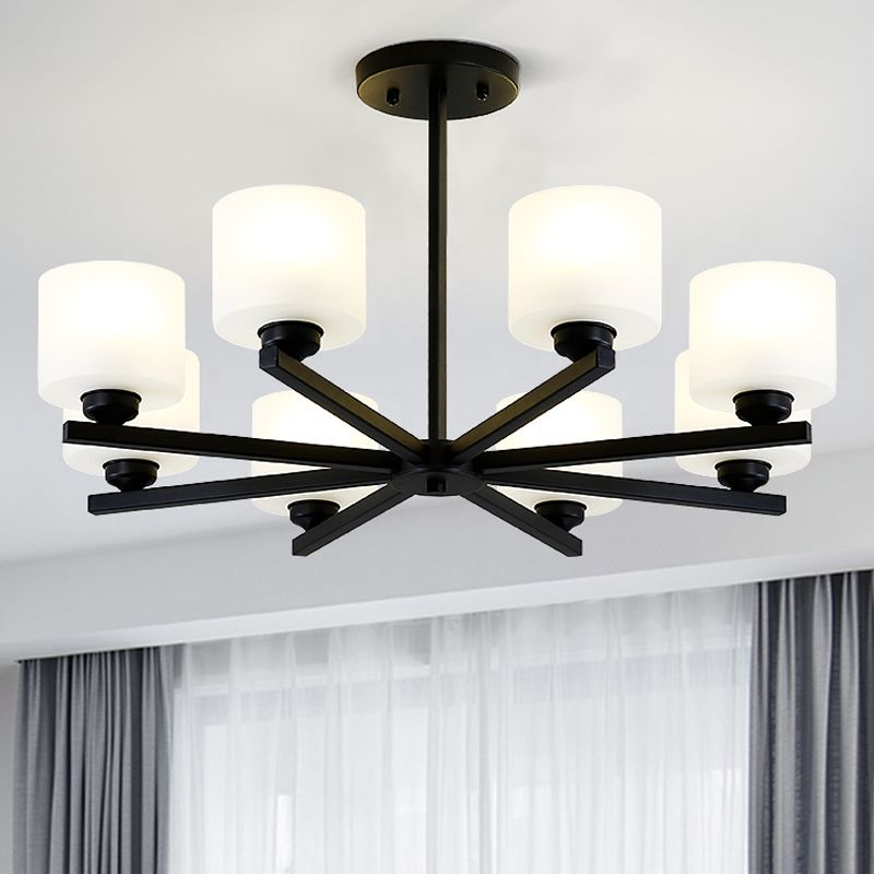Cylinder Pendant Lights Modernism Glass Pendant Lighting Fixtures in Black