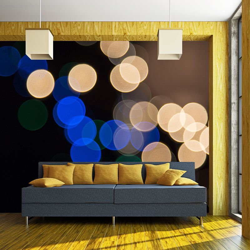 Contemporary Blurry Pattern Mural for Living Room Mildew Resistant Wall Covering