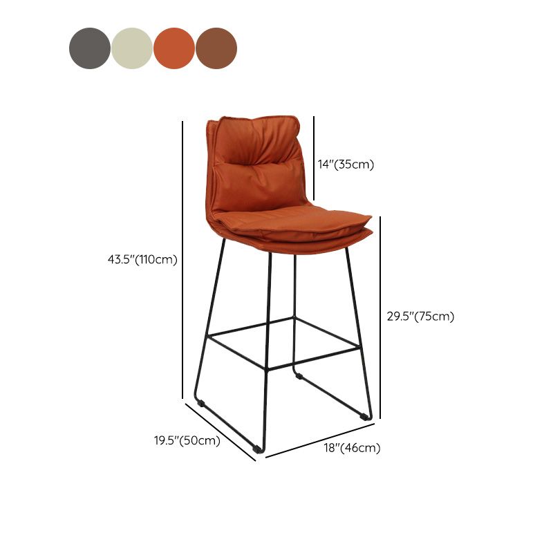 Modern Faux Leather Counter Stool Bar-height Bar Stool with Black Frame