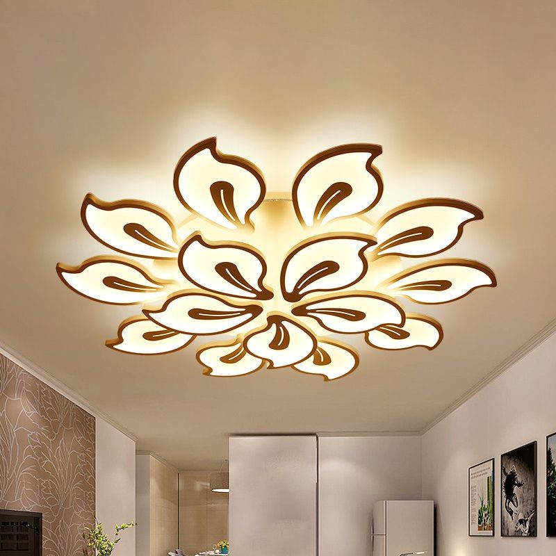 Acrylic Bauhinia Leaves Flush Ceiling Light Modernism LED 3/5/9-Light Flush Mount Light Fixture in Warm/White/Natural Light