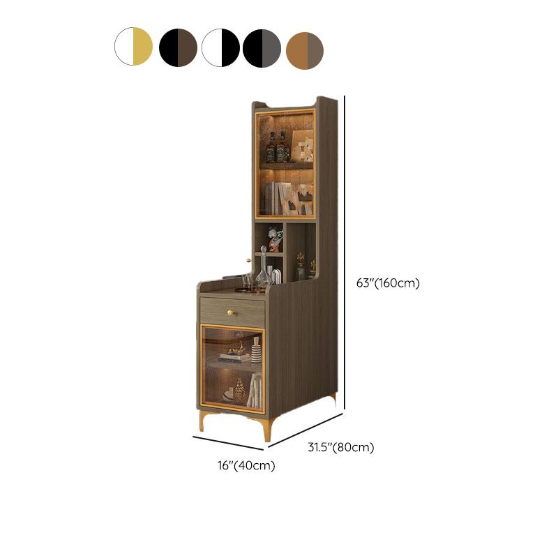 Glass Paned Modern Straight Legs Wood Accent Cabinet with Shelves