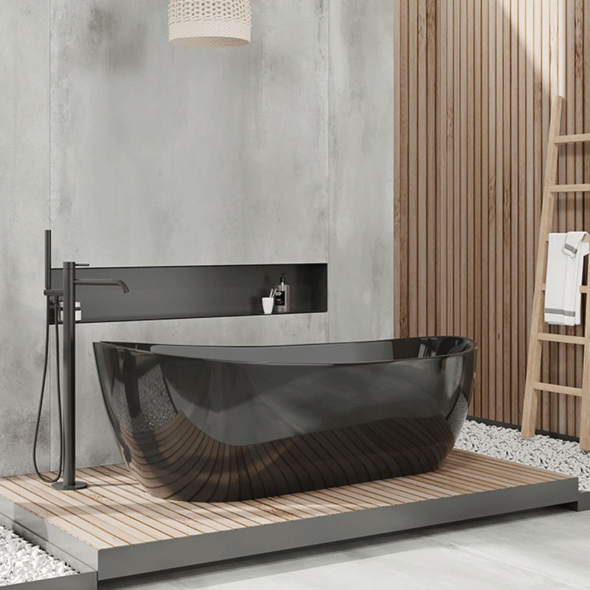 Soaking Stand Alone Bathtub Oval Antique Finish Modern Bath Tub