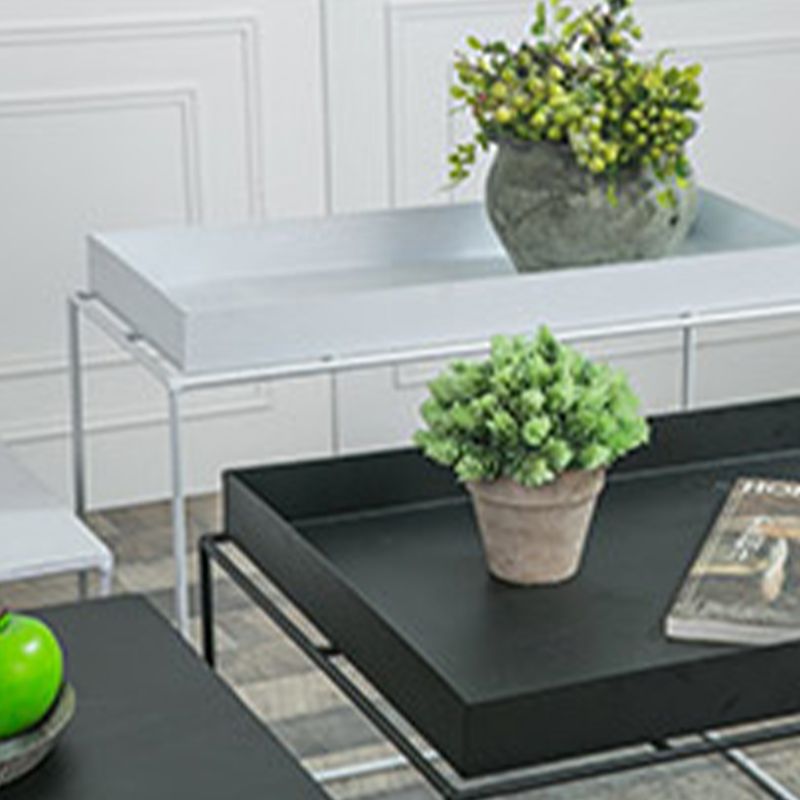 Mid-Century Black Corner Table Metal Frame Sofa Side End Table