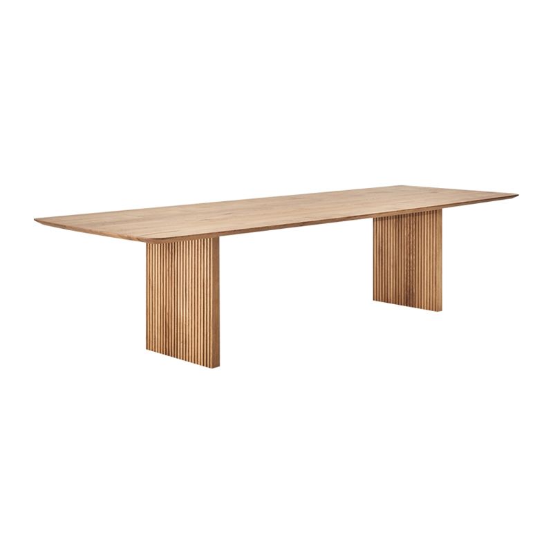 Rectangle Double Pedestal Table Simplicity Solid Wood Table for Restaurant