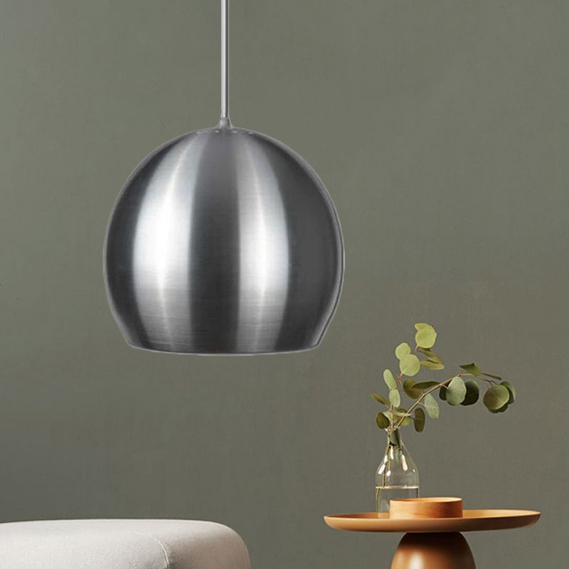 Satijn nikkel Dome Hanglicht Minimalisme 1 kop aluminium hanger verlichtingsarmatuur met ontluchting doorboordontwerp